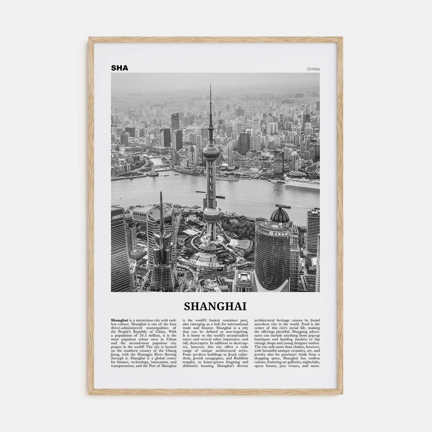 Shanghai Travel B&W No 1 Poster