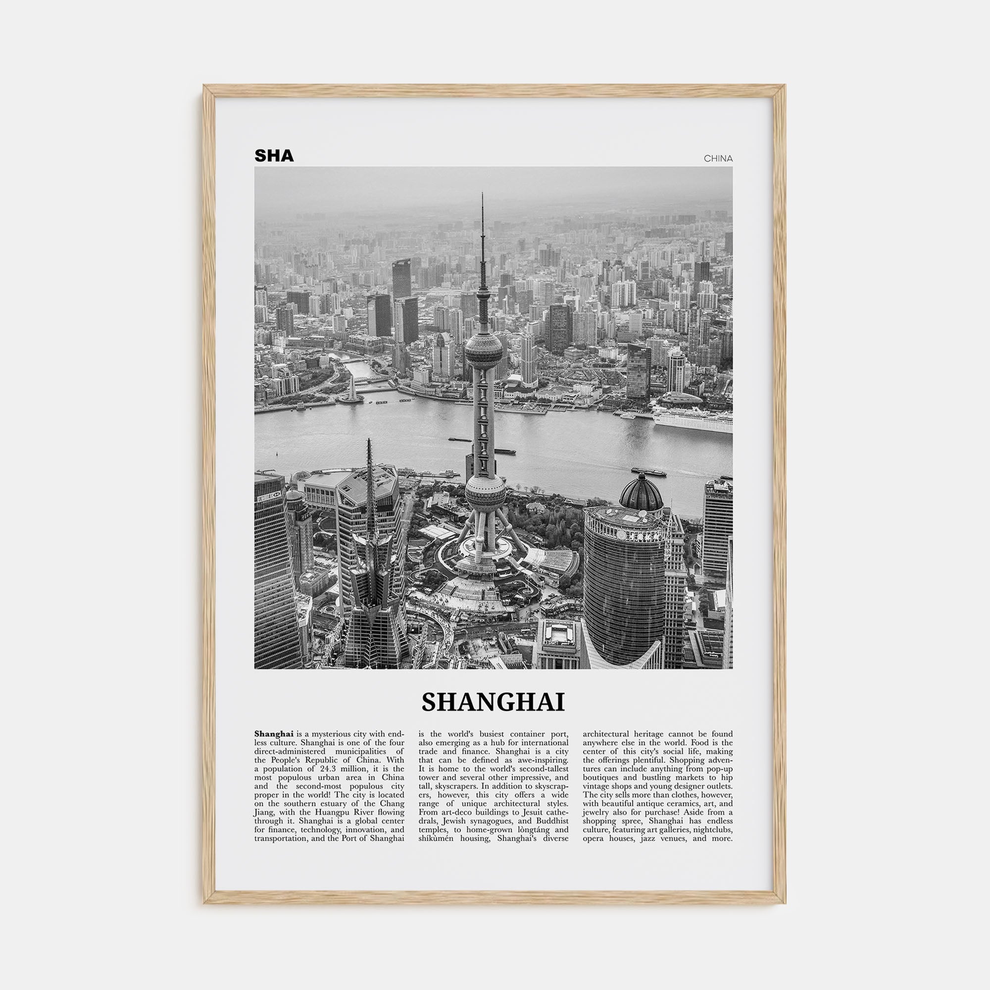 Shanghai Travel B&W No 1 Poster