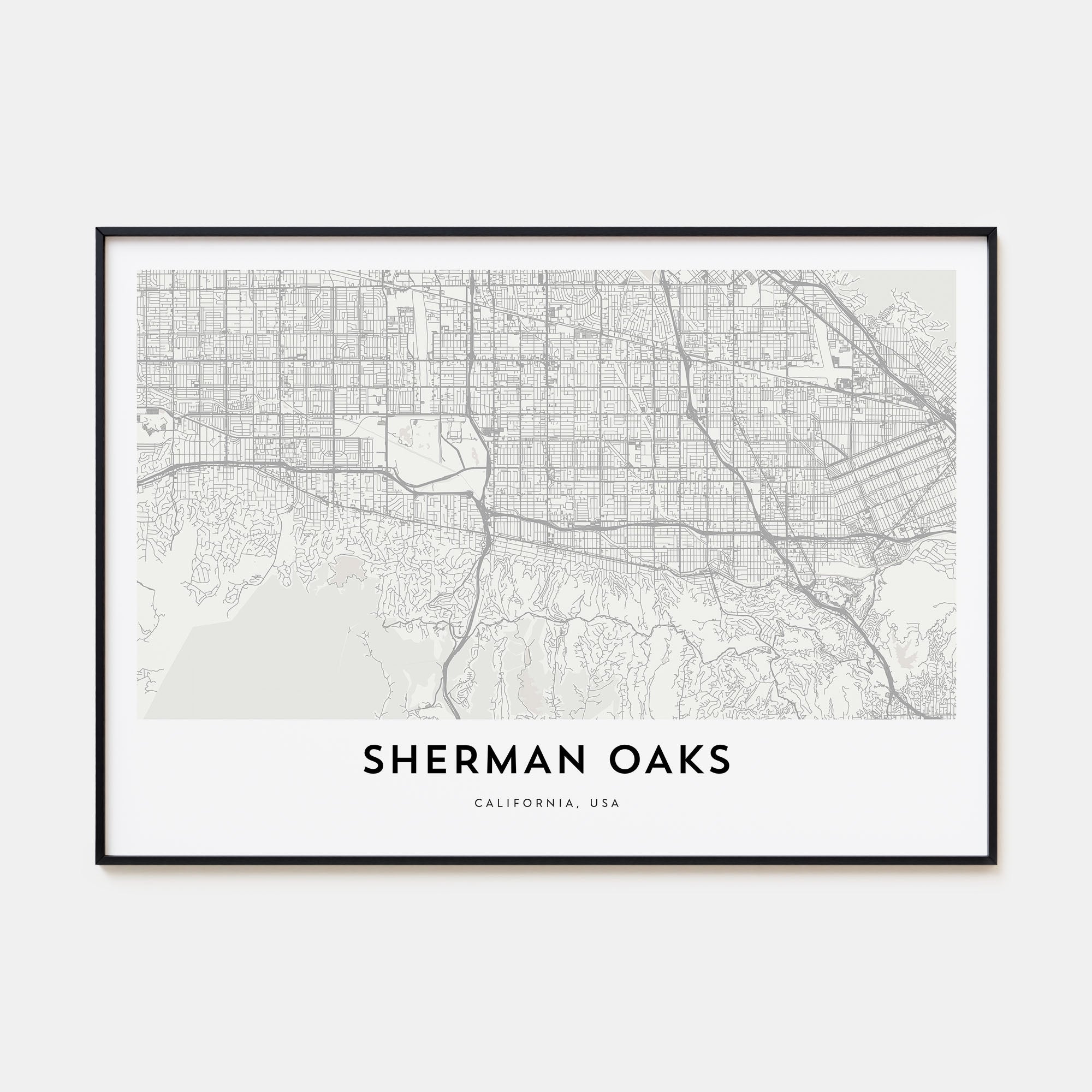 Sherman Oaks Map Landscape Poster