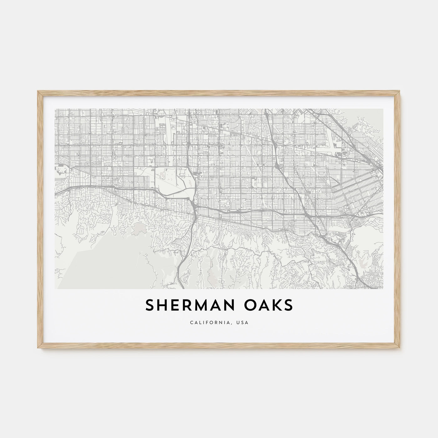 Sherman Oaks Map Landscape Poster