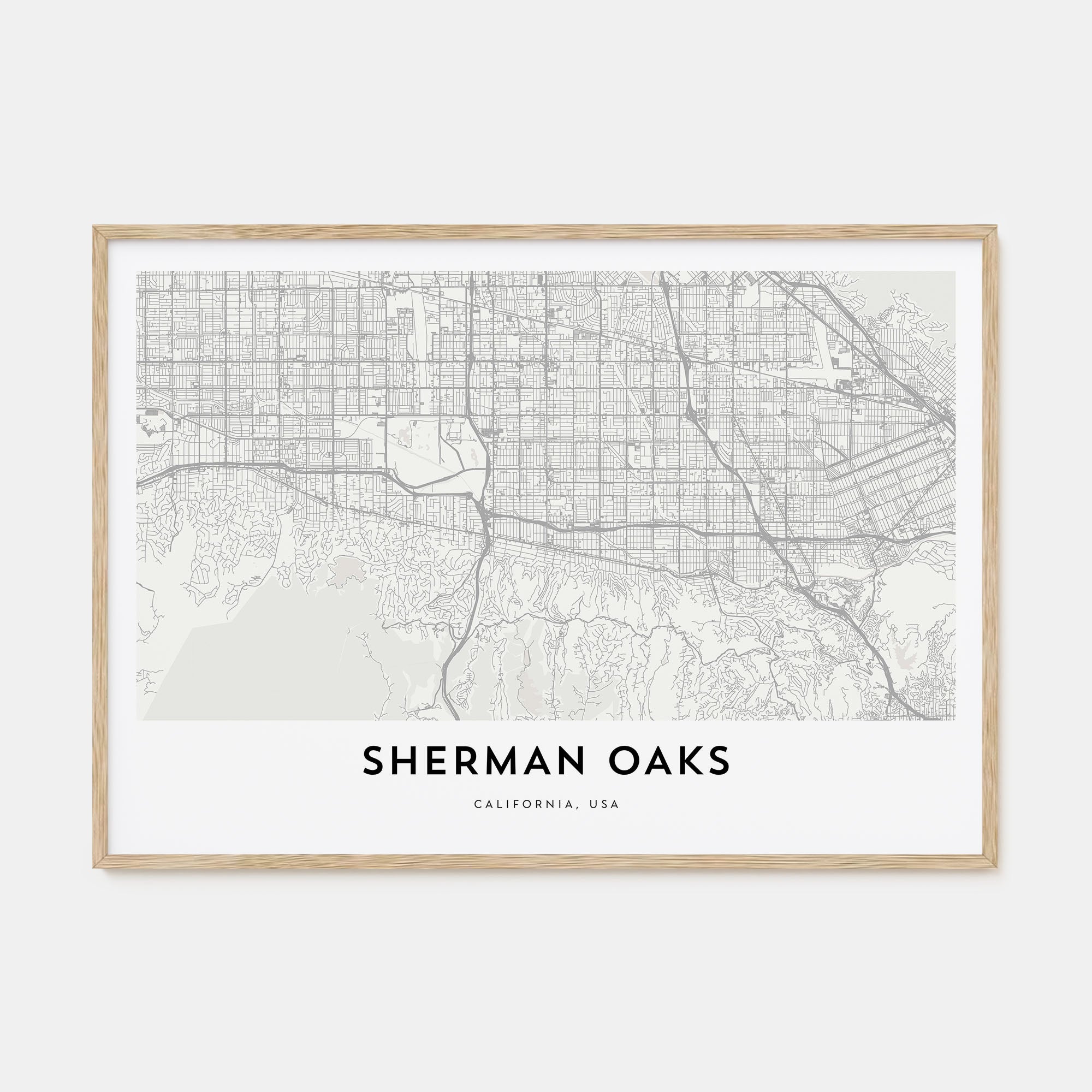 Sherman Oaks Map Landscape Poster