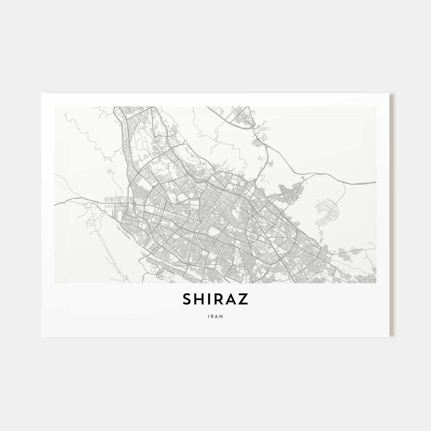Shiraz Map Landscape Poster