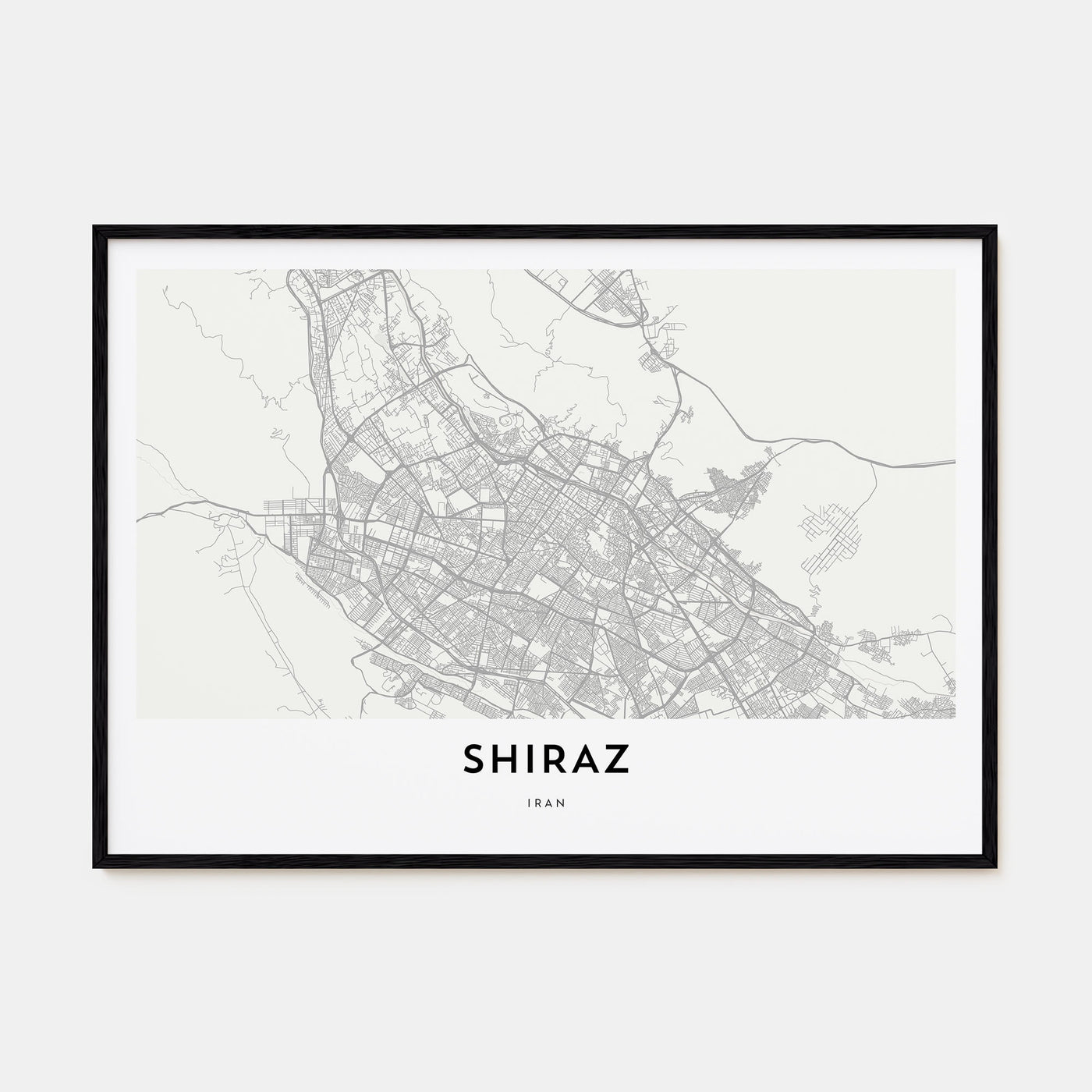 Shiraz Map Landscape Poster