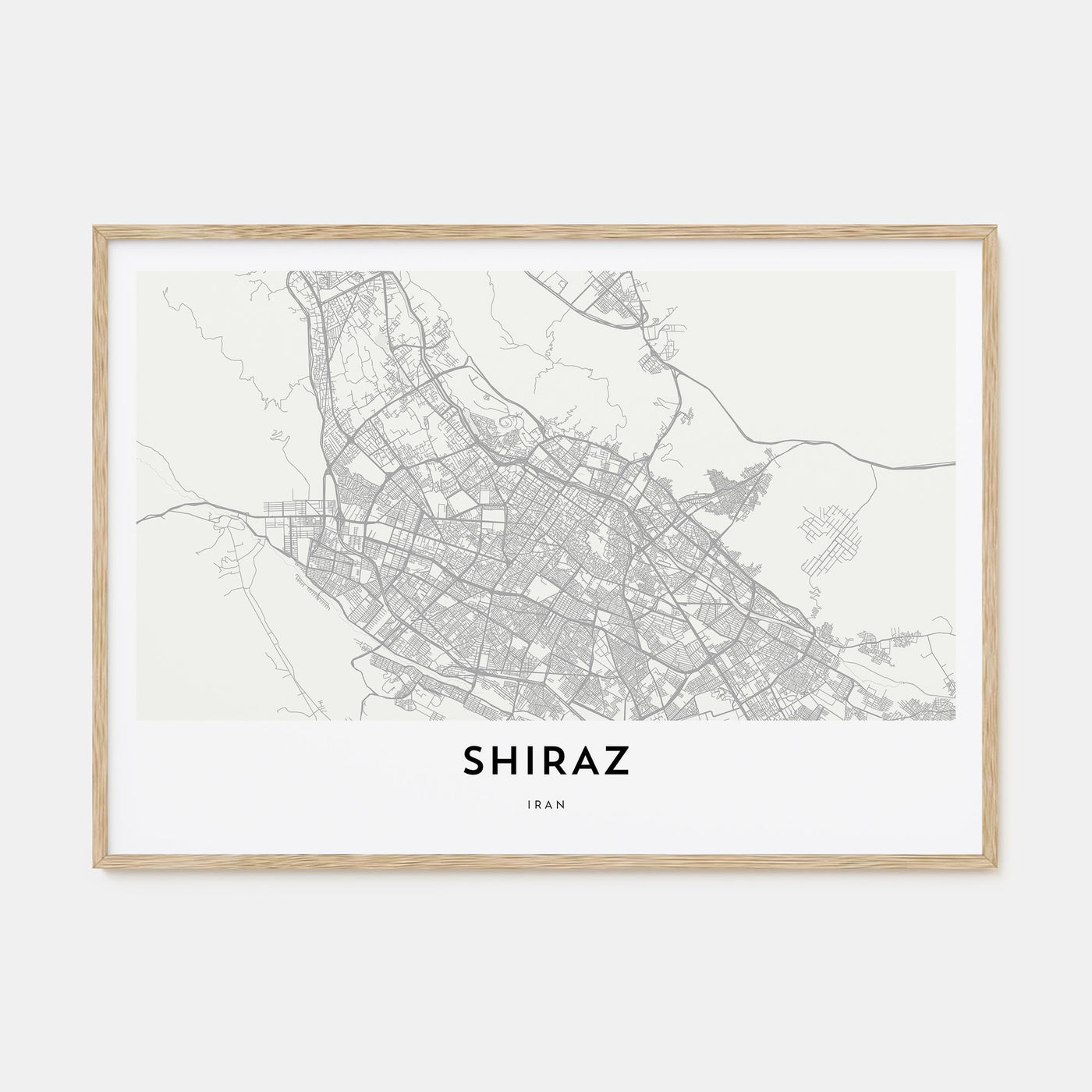 Shiraz Map Landscape Poster