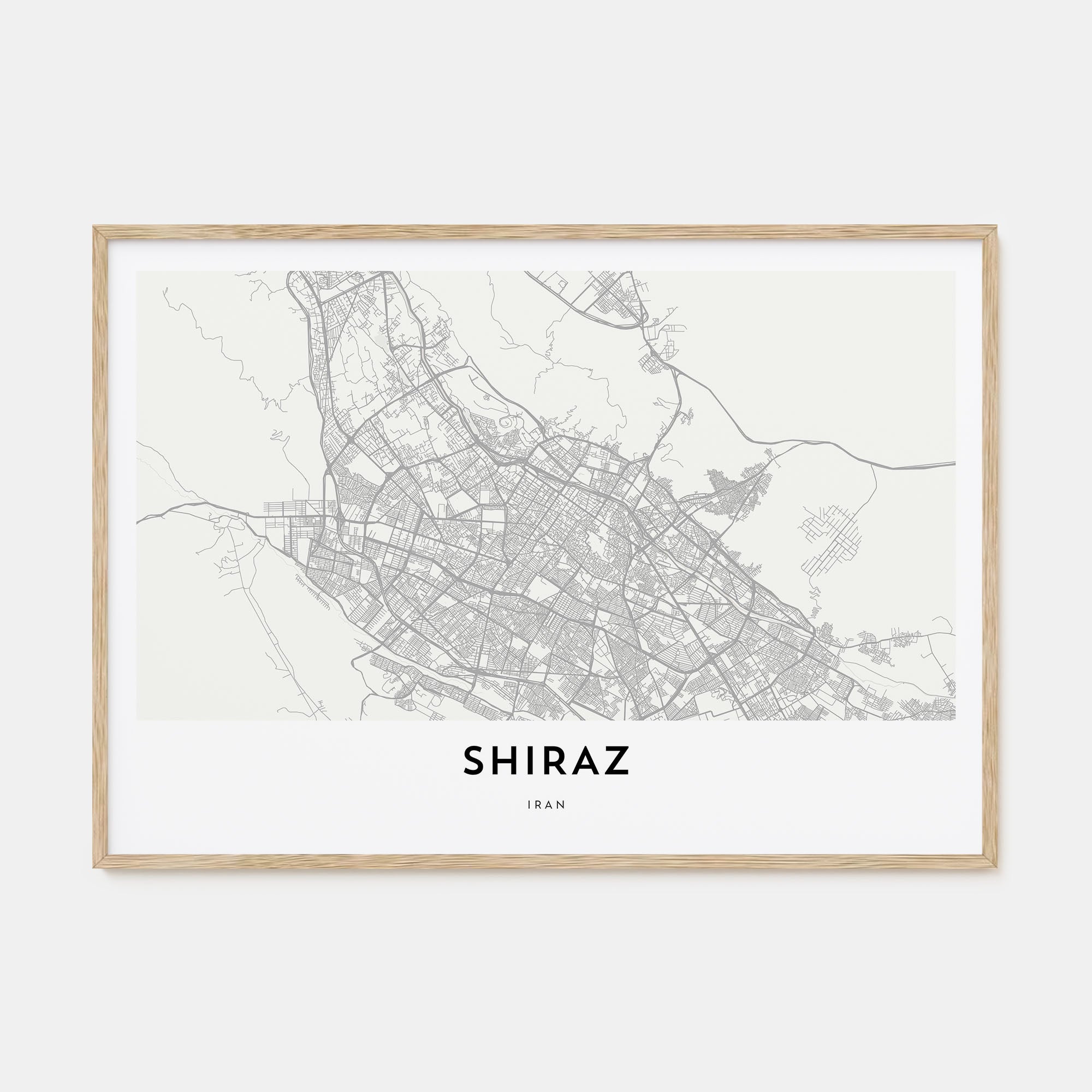 Shiraz Map Landscape Poster