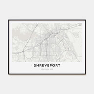 Shreveport Map Landscape Poster