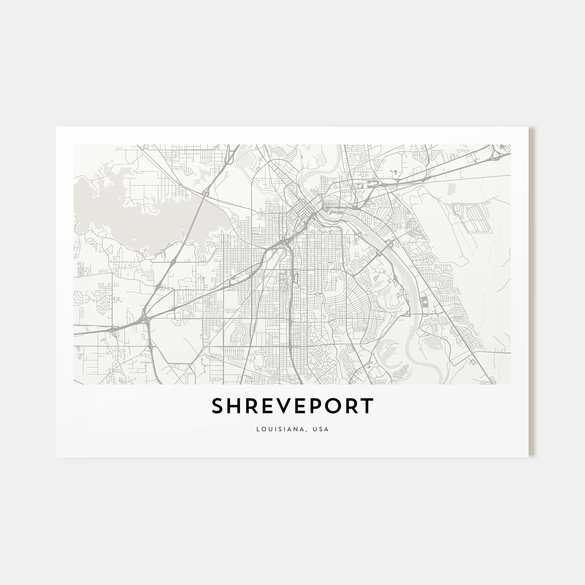 Shreveport Map Landscape Poster