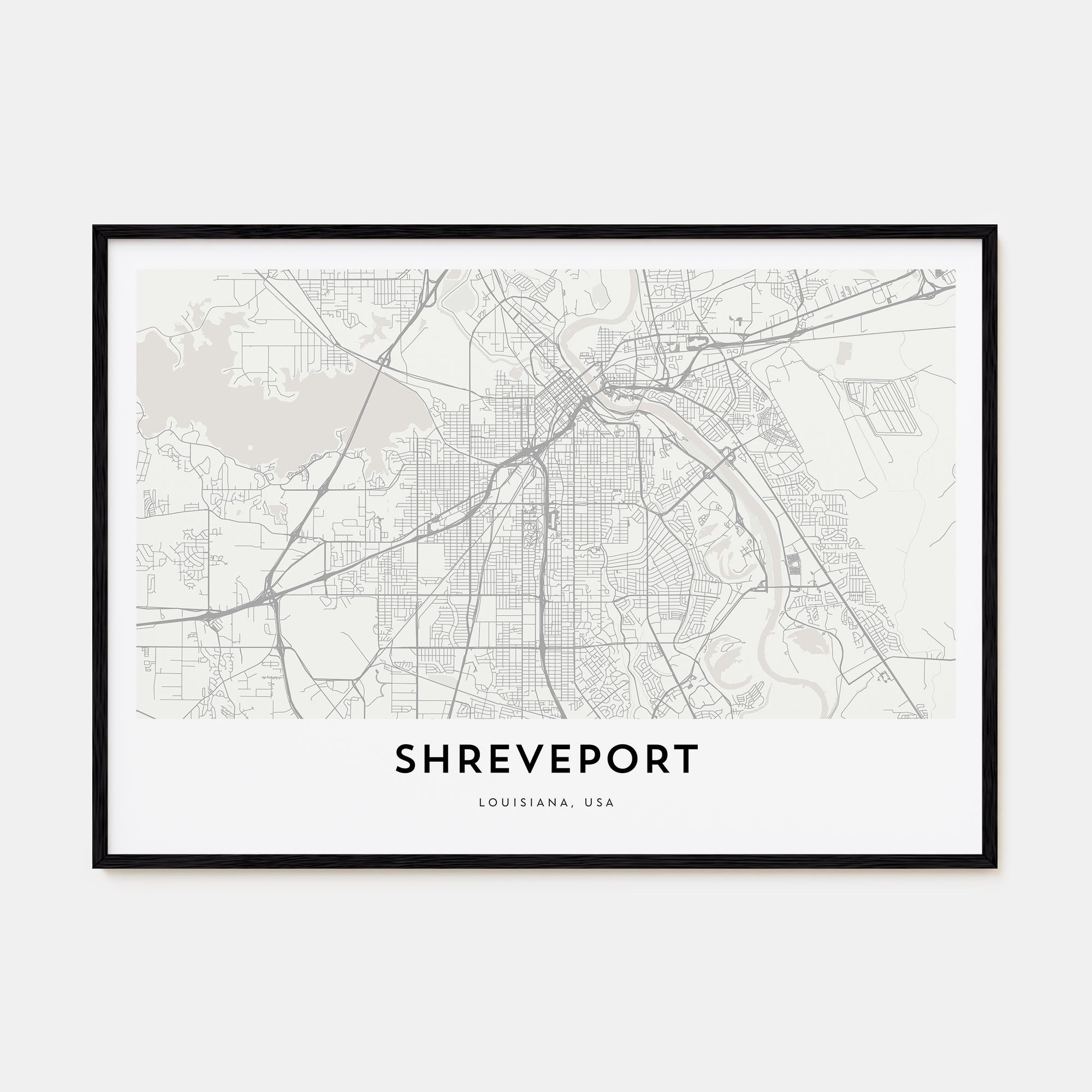 Shreveport Map Landscape Poster