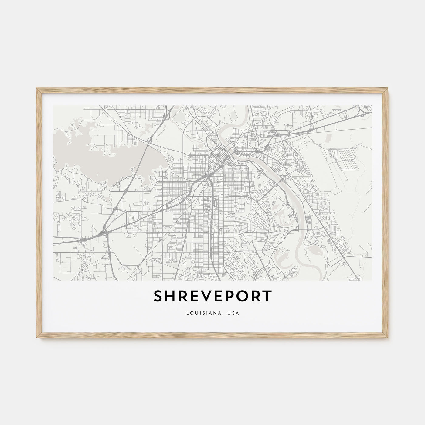 Shreveport Map Landscape Poster