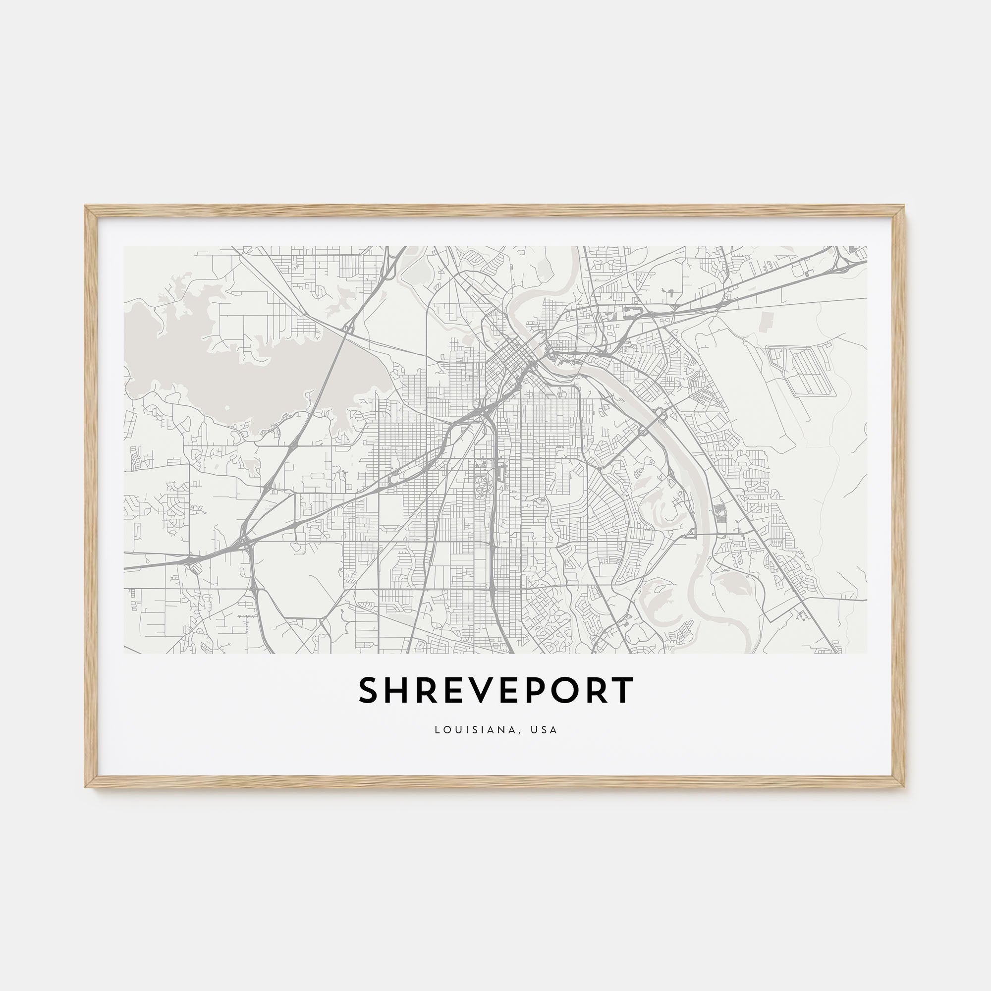 Shreveport Map Landscape Poster