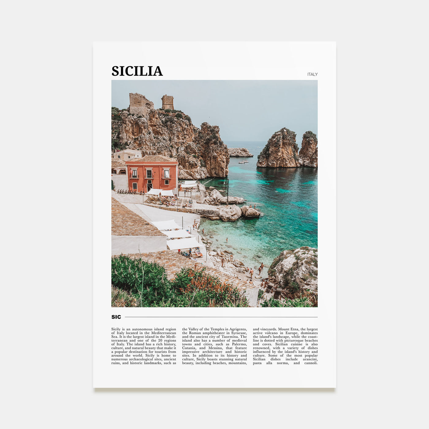 Sicilia Travel Color Poster
