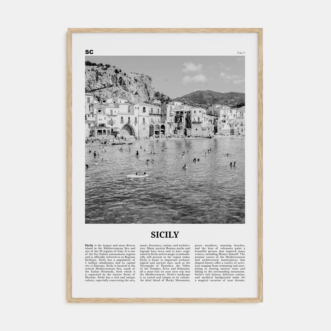 Sicily Travel B&W No 1 Poster