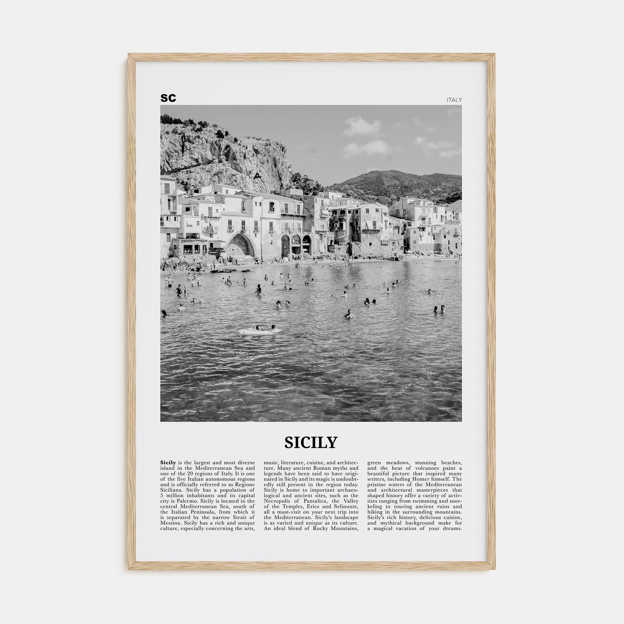 Sicily Travel B&W No 1 Poster