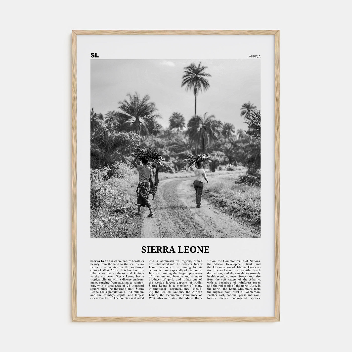 Sierra Leone Travel B&W Poster