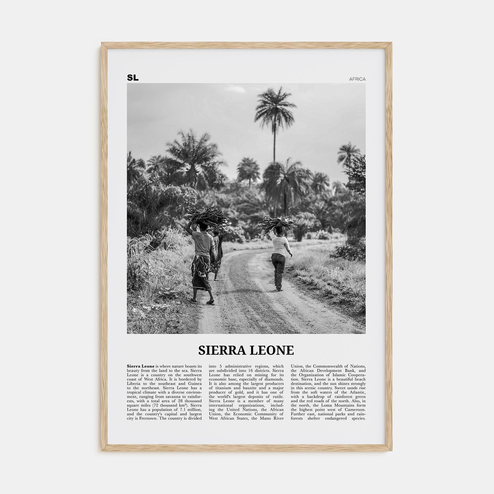 Sierra Leone Travel B&W Poster
