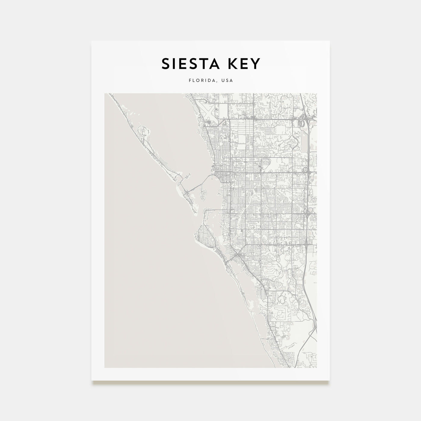 Siesta Key Map Portrait Poster