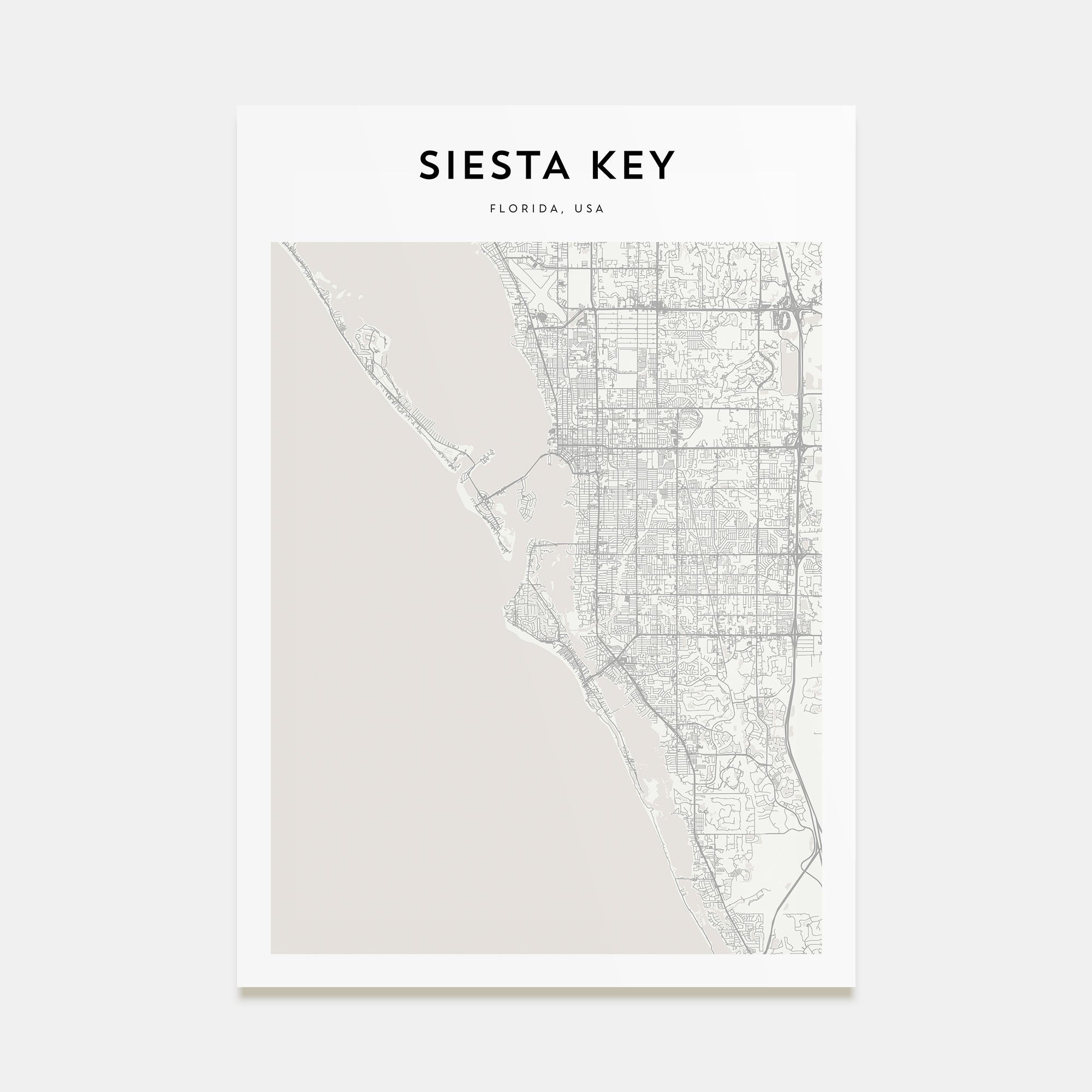 Siesta Key Map Portrait Poster