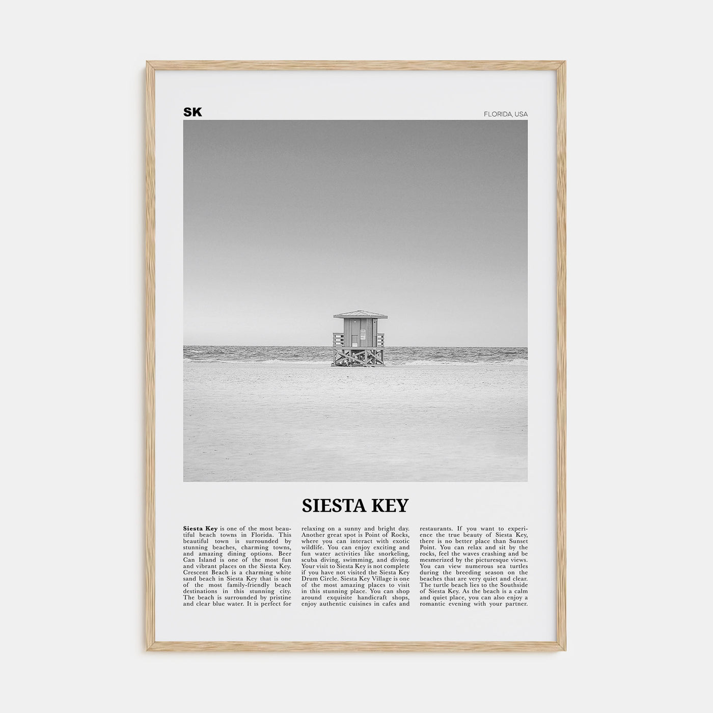 Siesta Key Travel B&W Poster