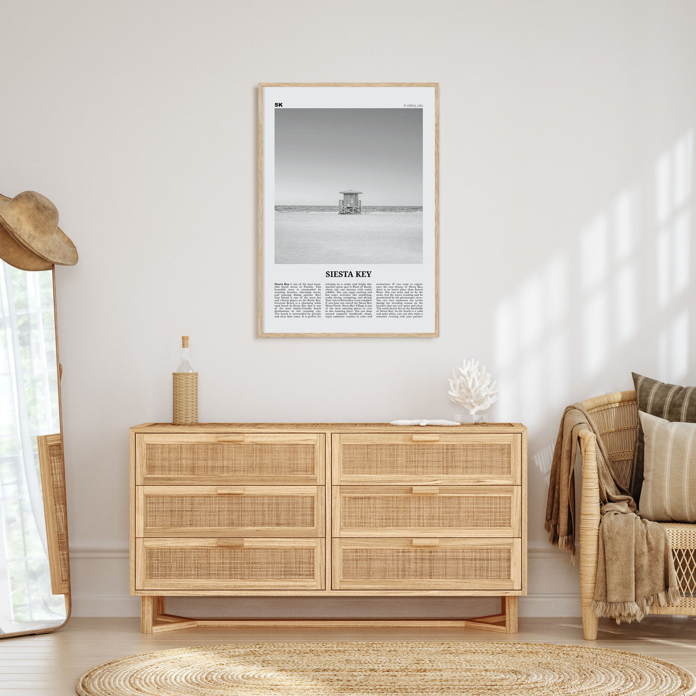 Siesta Key Travel B&W Poster