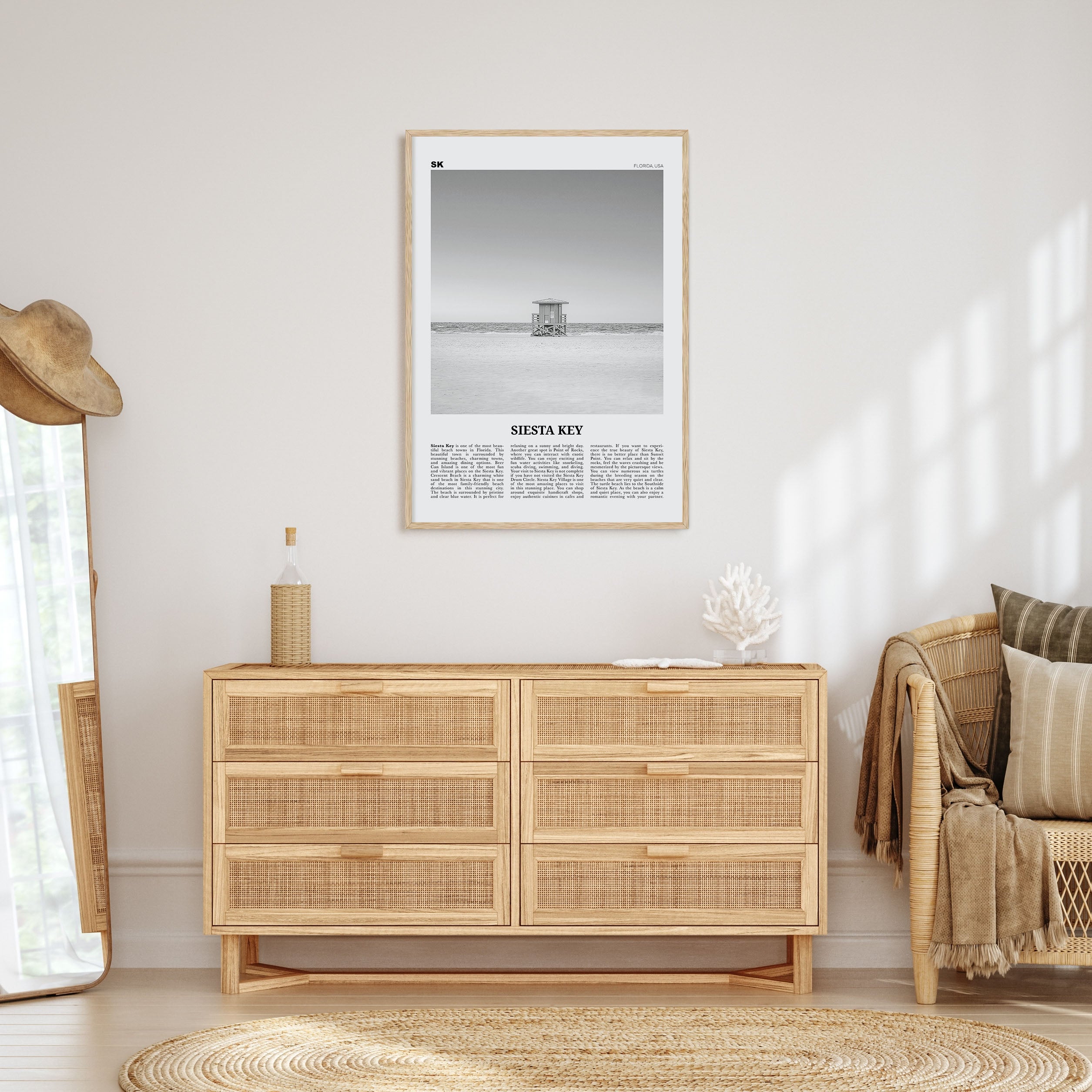 Siesta Key Travel B&W Poster