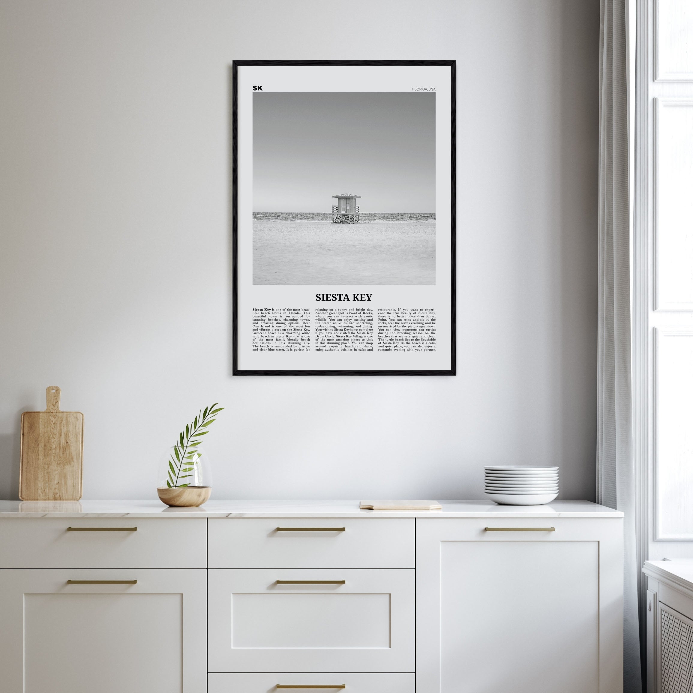 Siesta Key Travel B&W Poster
