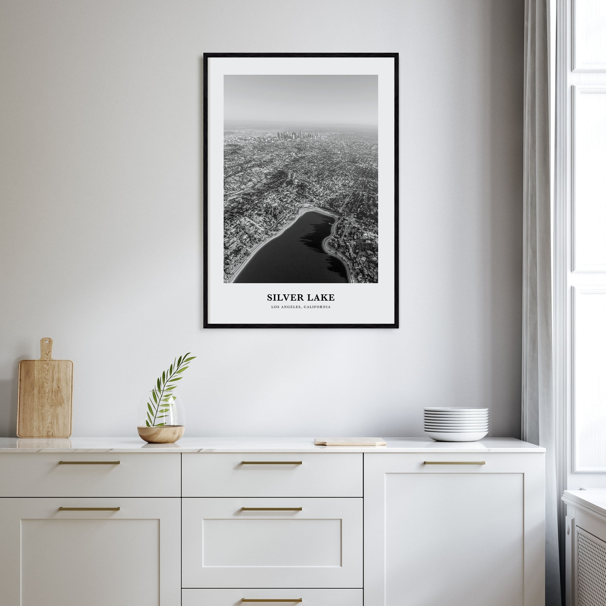 Silver Lake, Los Angeles Portrait B&W Poster