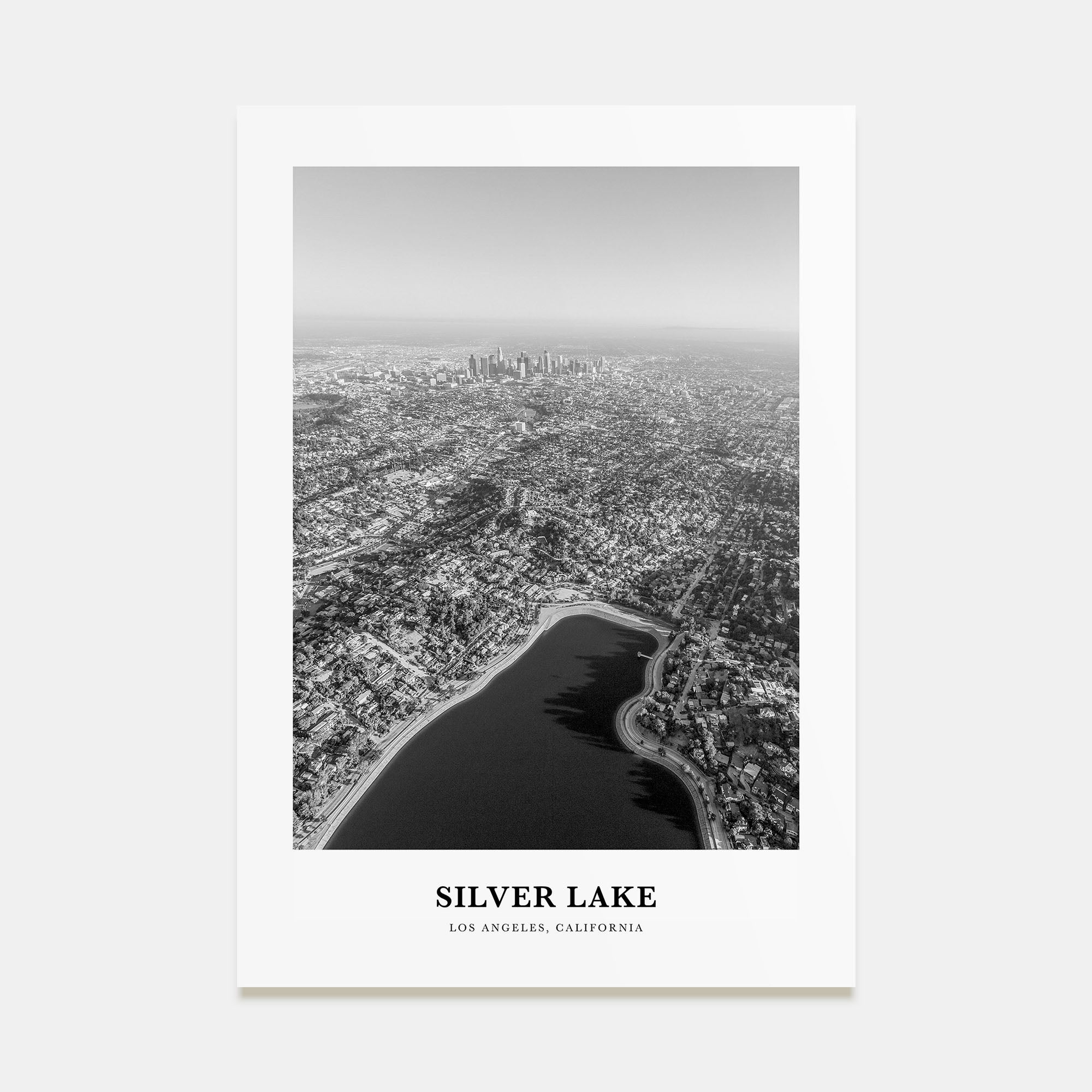 Silver Lake, Los Angeles Portrait B&W Poster