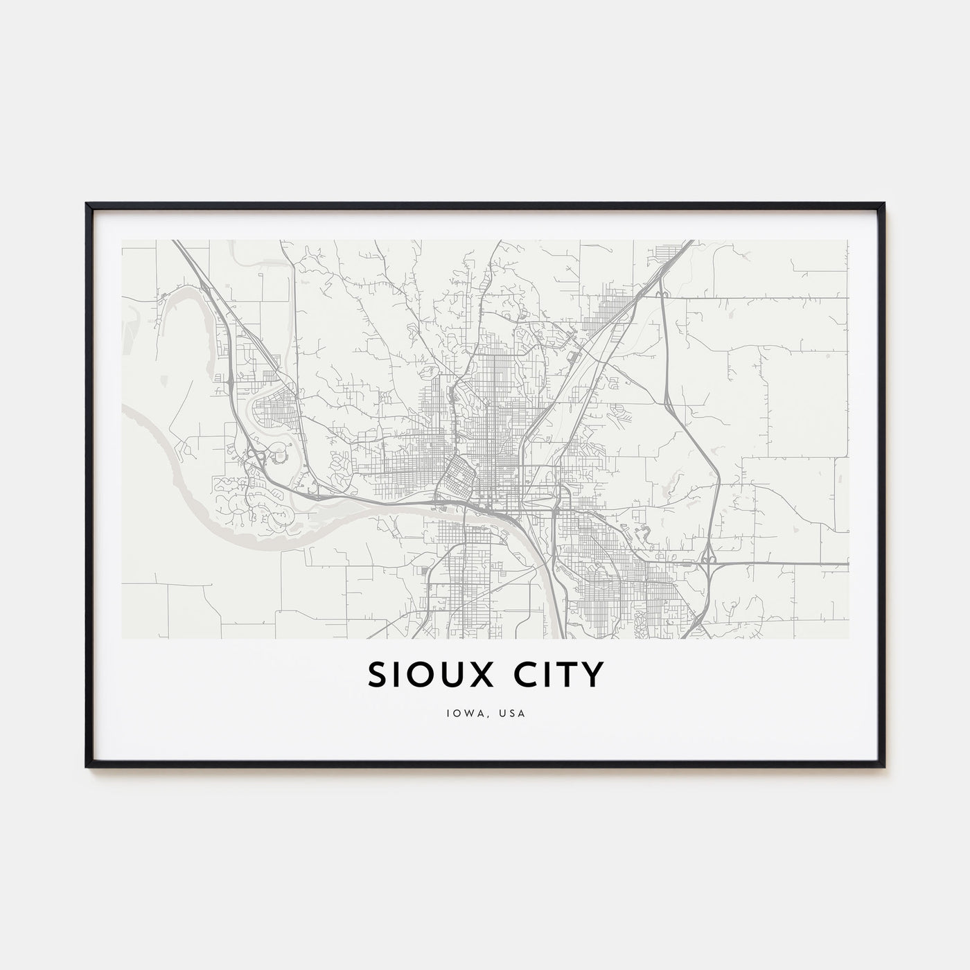 Sioux City Map Landscape Poster