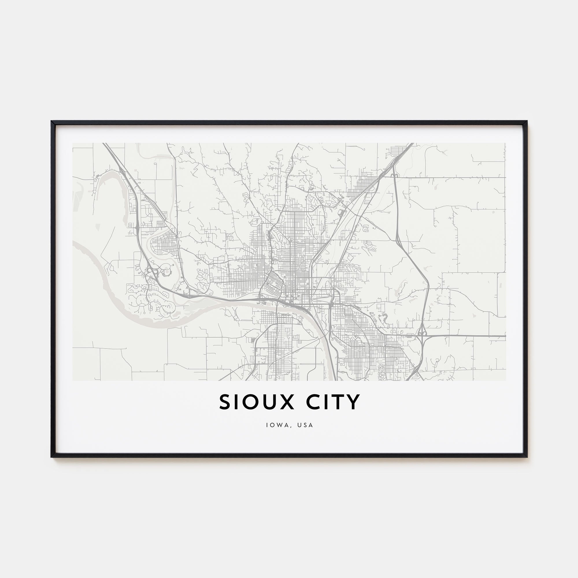 Sioux City Map Landscape Poster