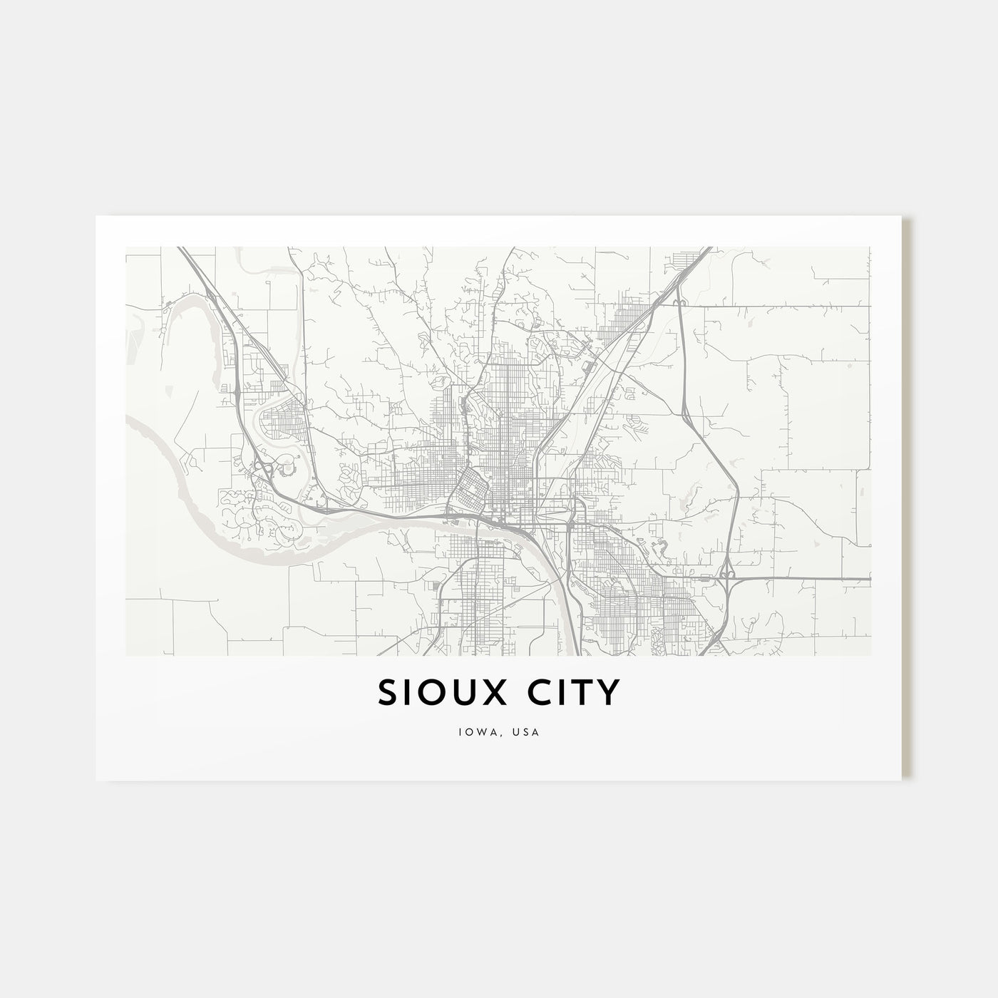 Sioux City Map Landscape Poster