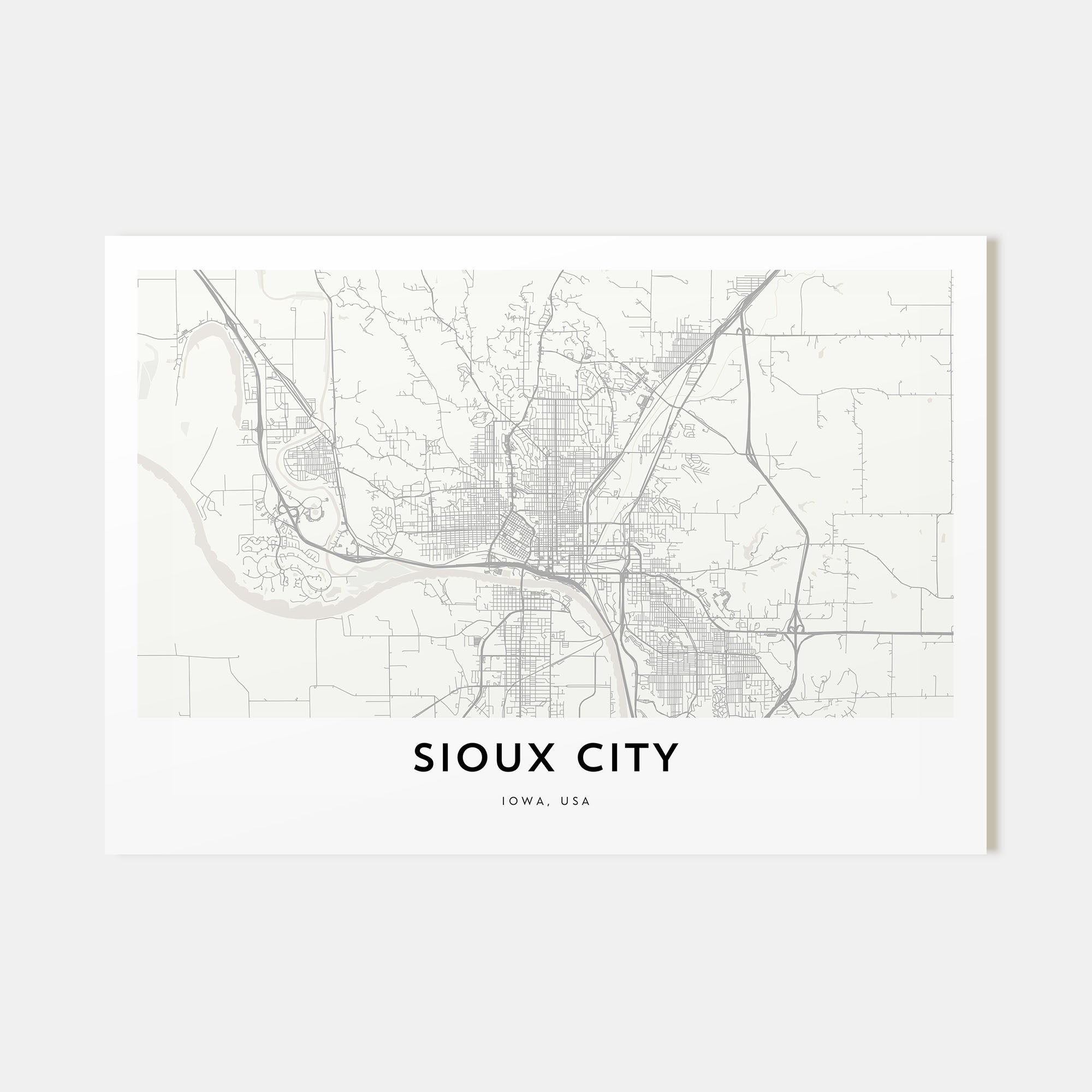 Sioux City Map Landscape Poster