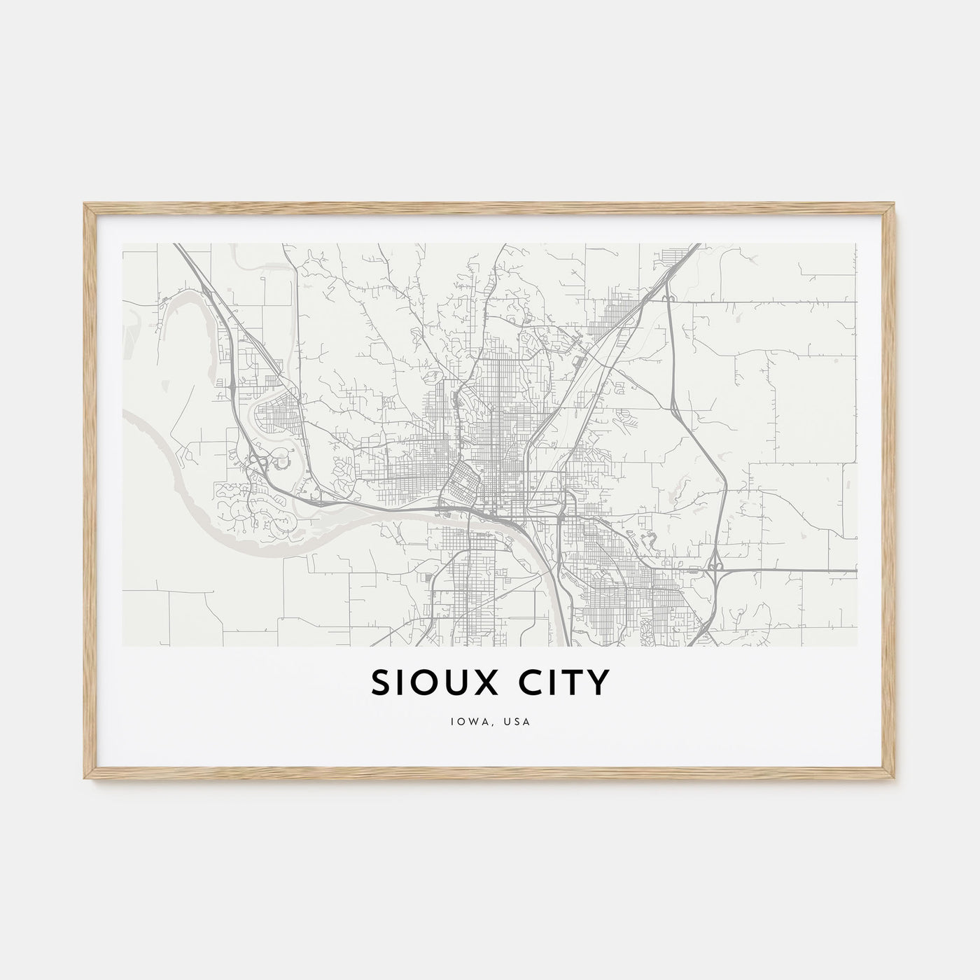 Sioux City Map Landscape Poster