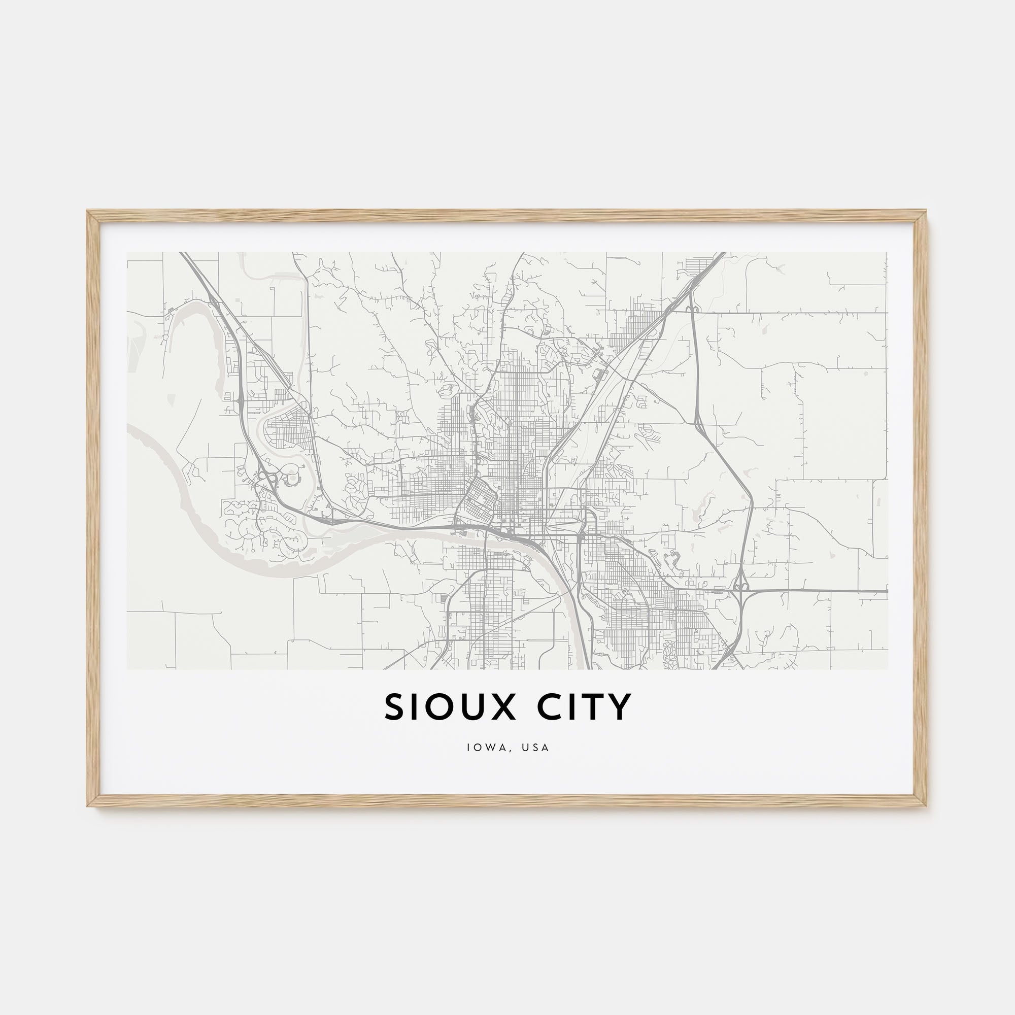 Sioux City Map Landscape Poster