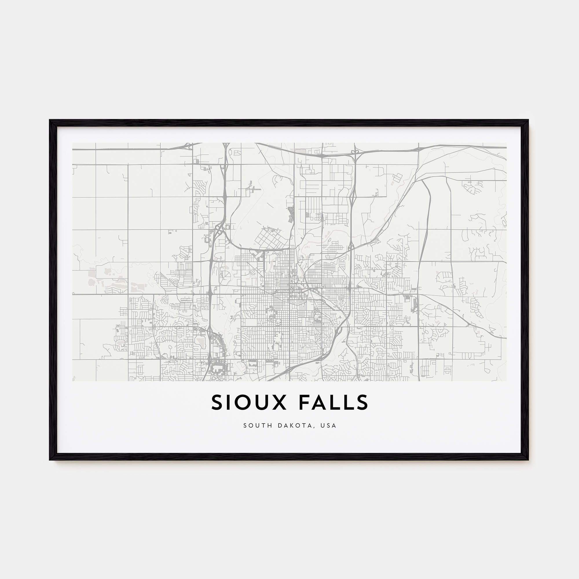 Sioux Falls Map Landscape Poster