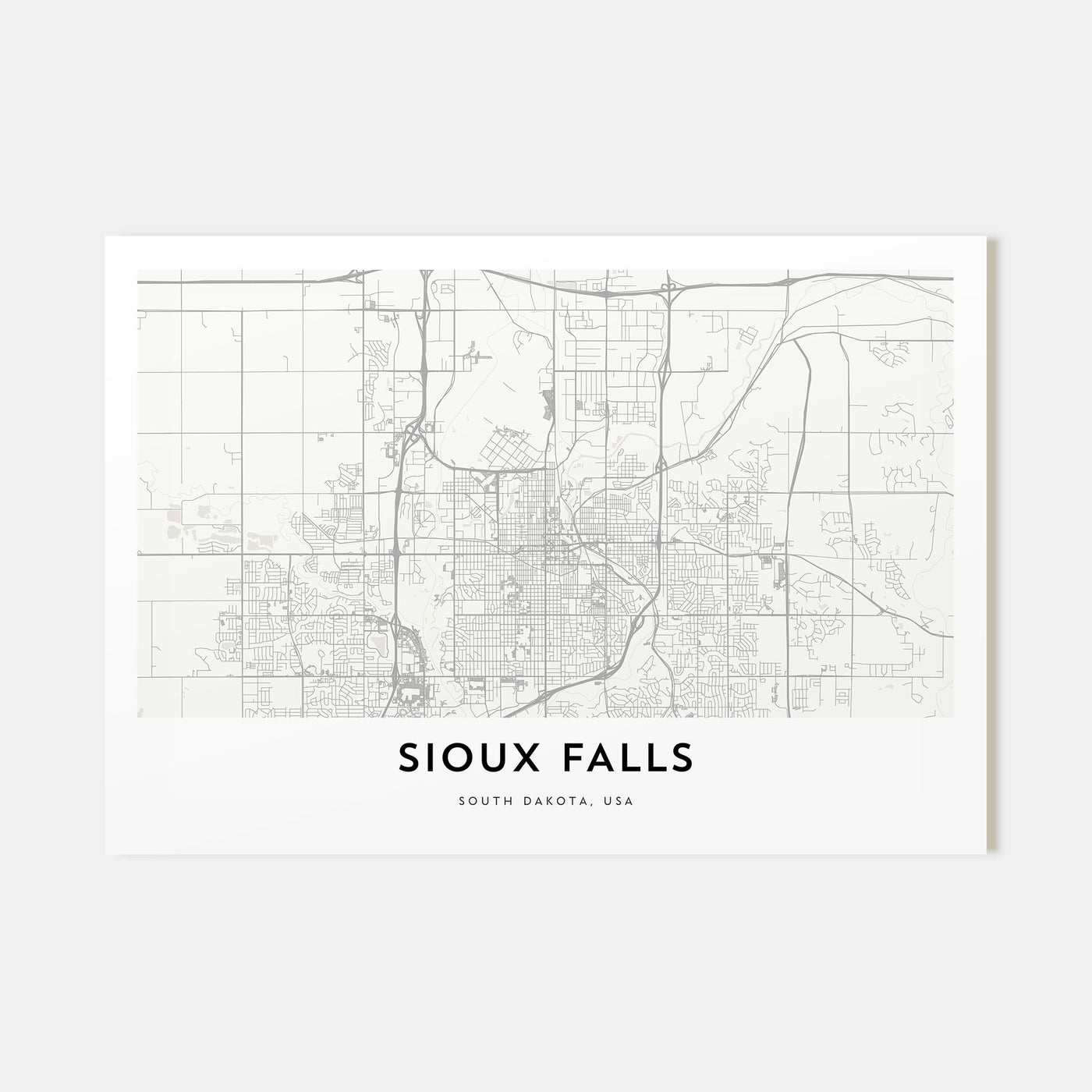 Sioux Falls Map Landscape Poster