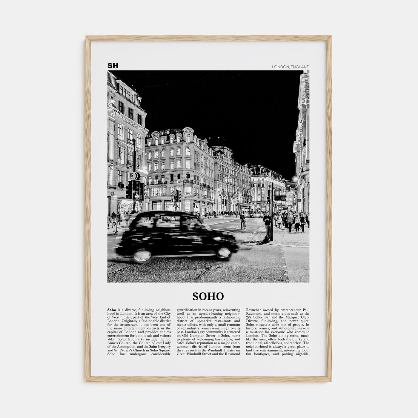 Soho, London Travel B&W No 1 Poster