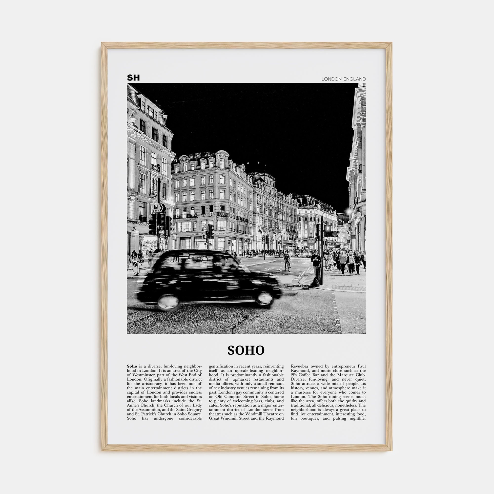 Soho, London Travel B&W No 1 Poster