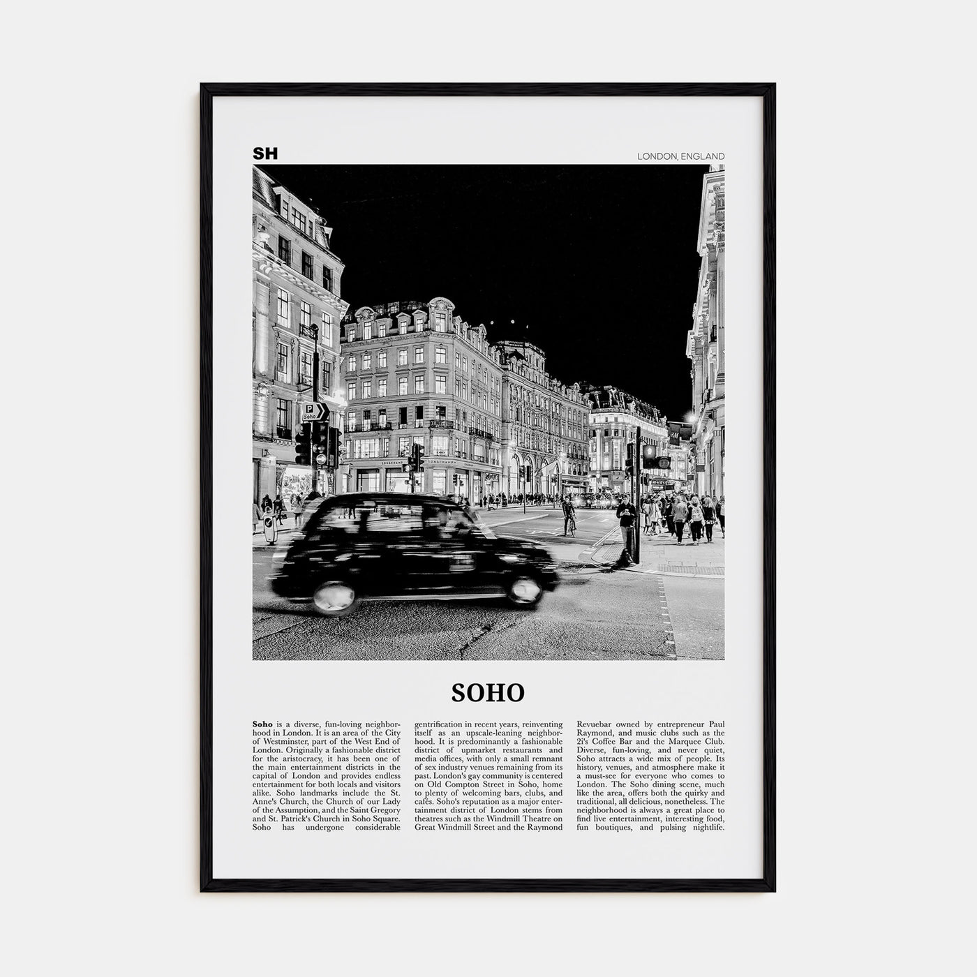 Soho, London Travel B&W No 1 Poster