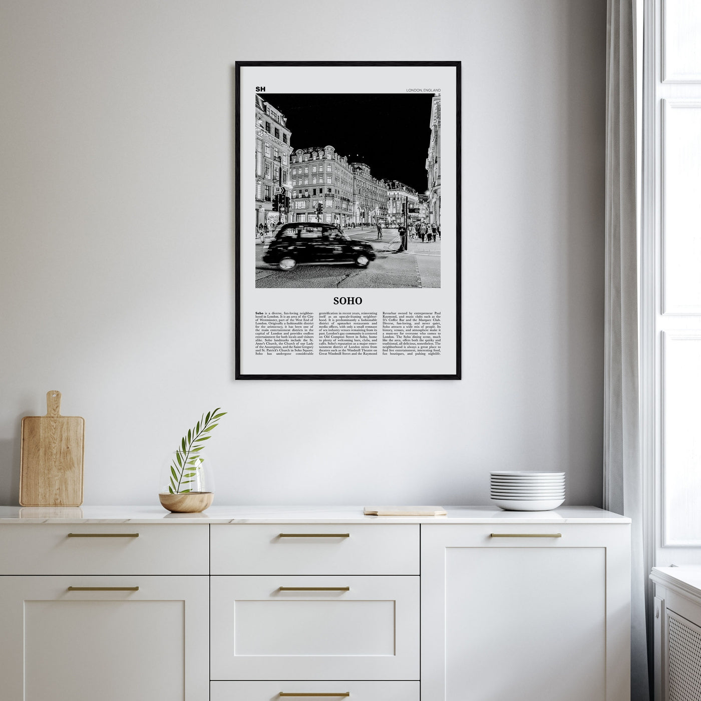 Soho, London Travel B&W No 1 Poster