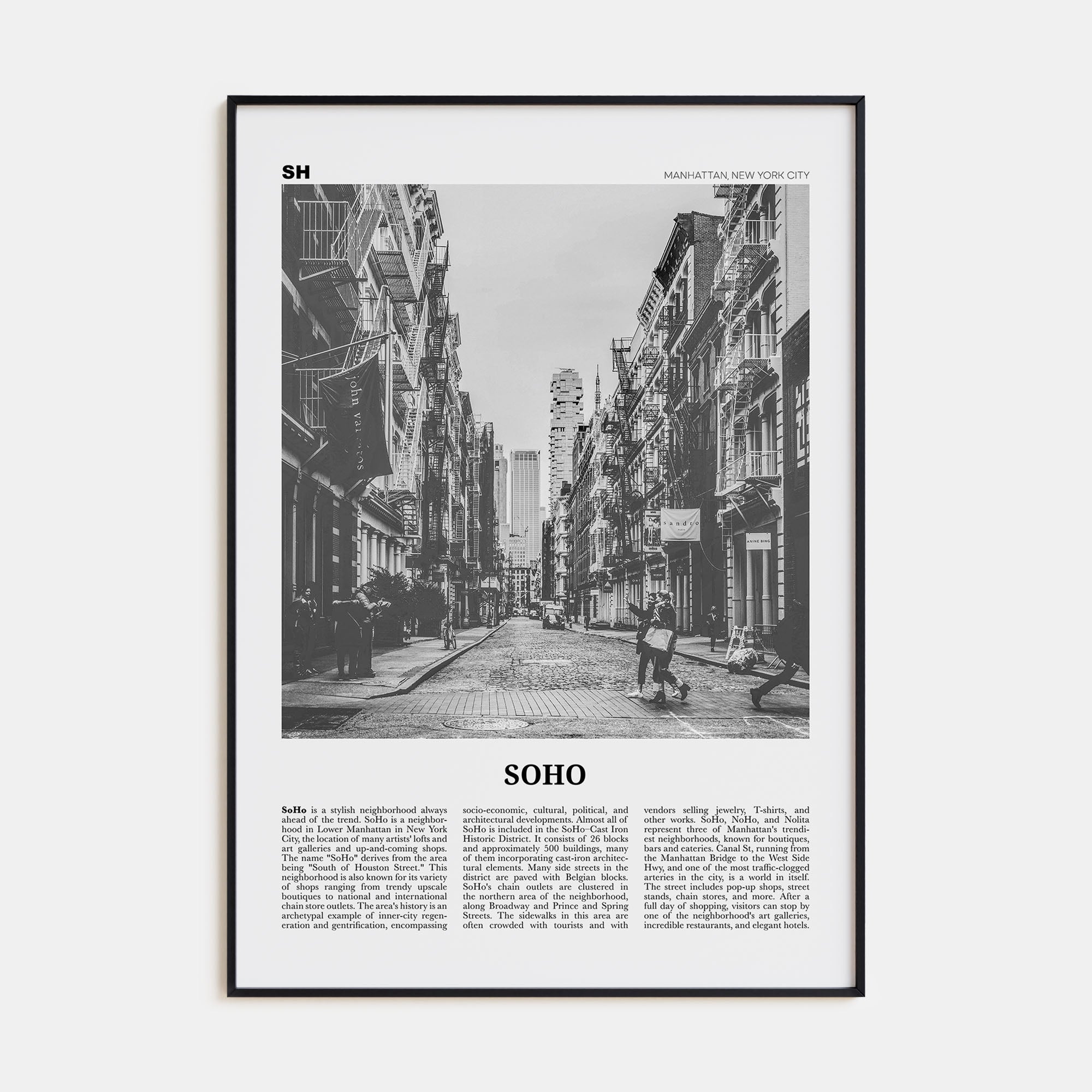 SoHo, New York City Travel B&W No 1 Poster