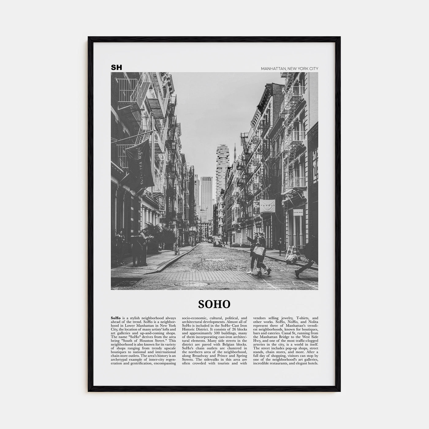 SoHo, New York City Travel B&W No 1 Poster