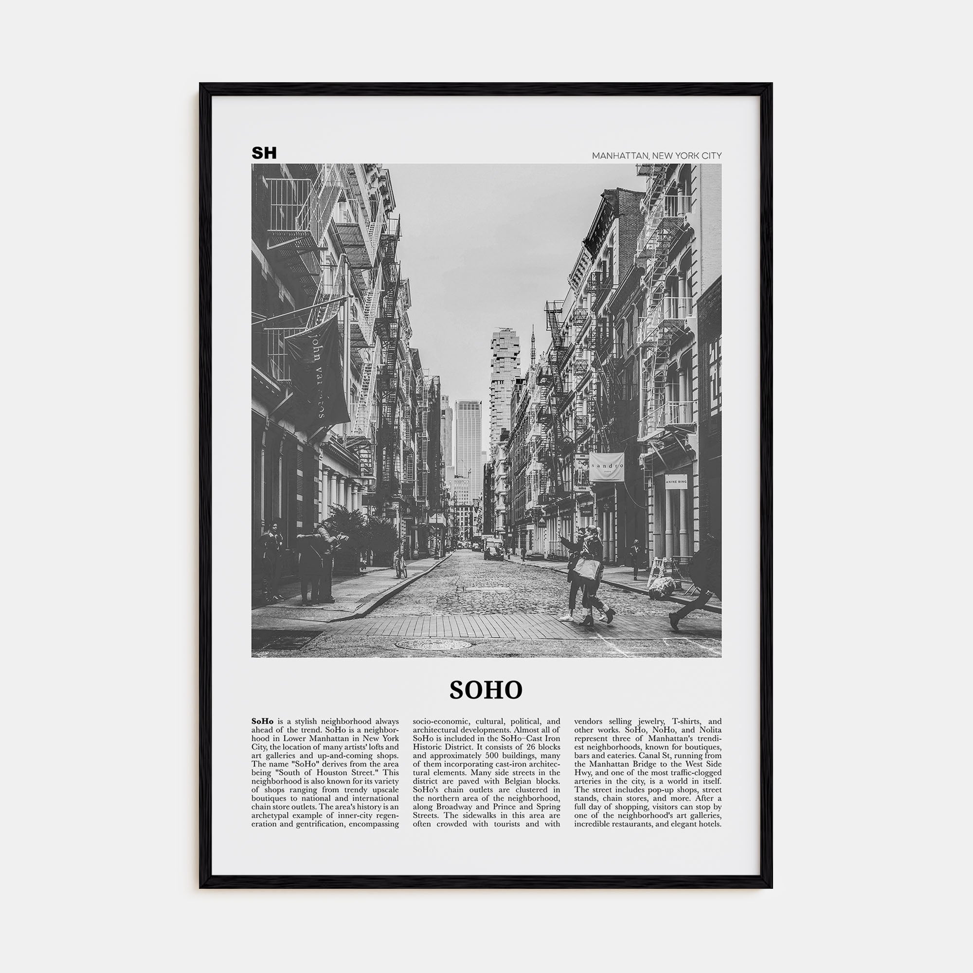 SoHo, New York City Travel B&W No 1 Poster