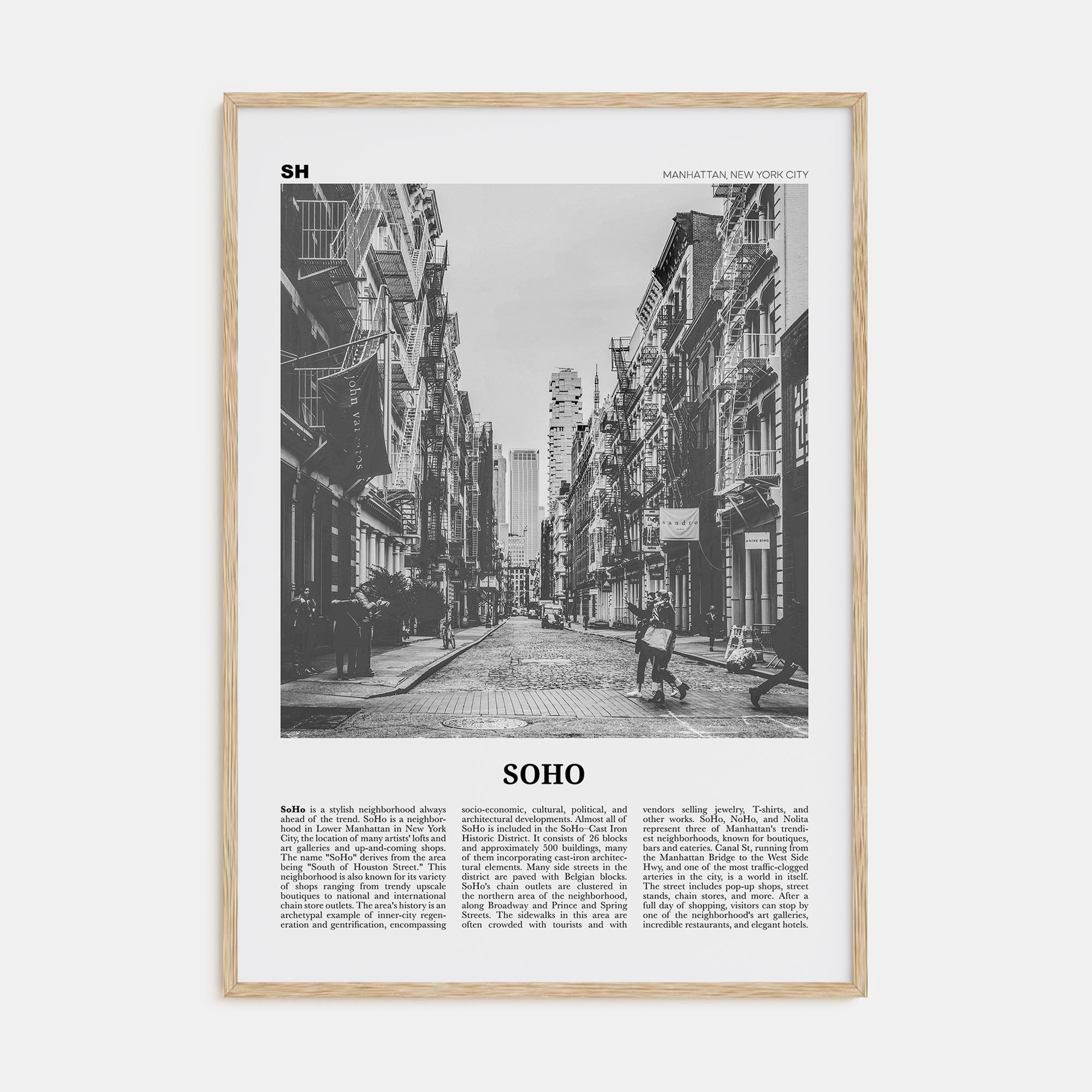 SoHo, New York City Travel B&W No 1 Poster