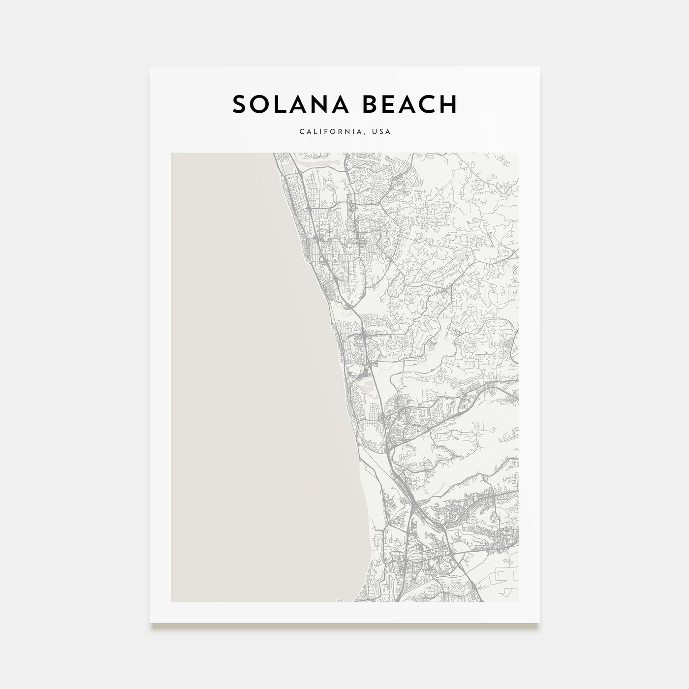 Solana Beach Map Portrait Poster