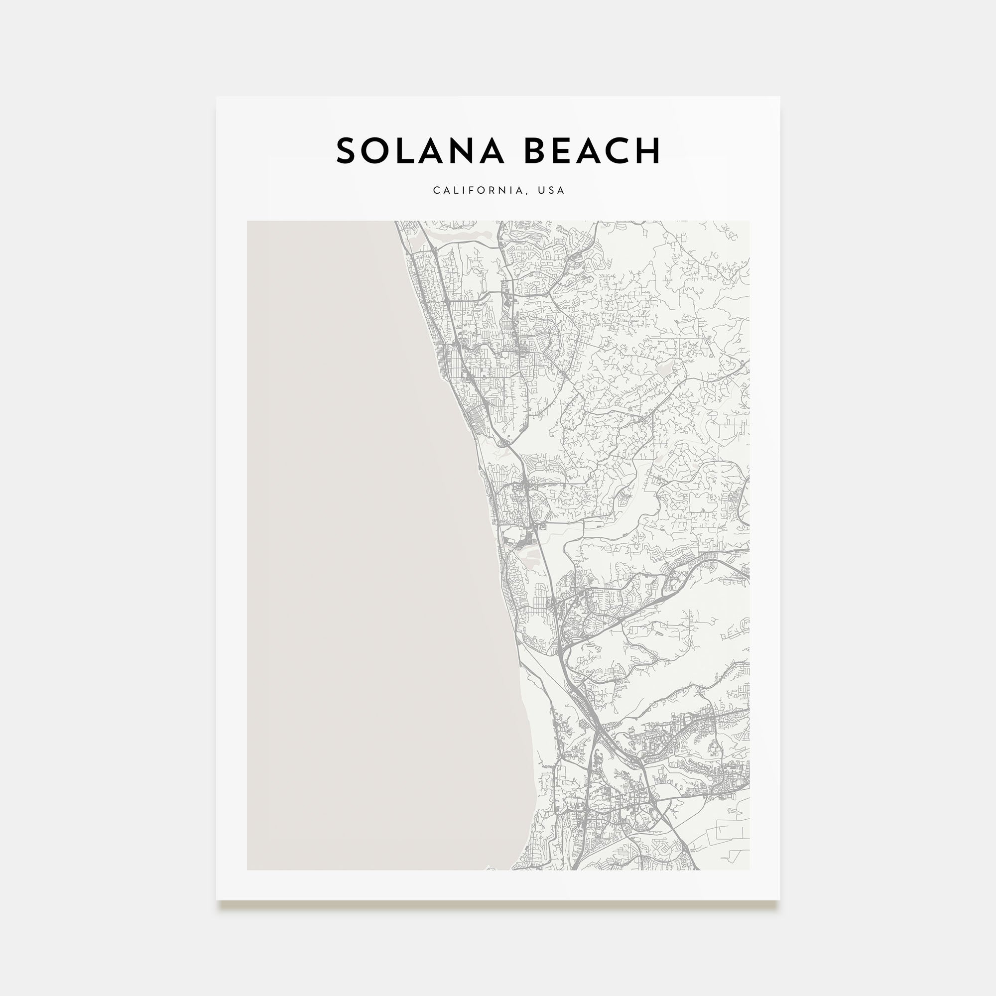 Solana Beach Map Portrait Poster