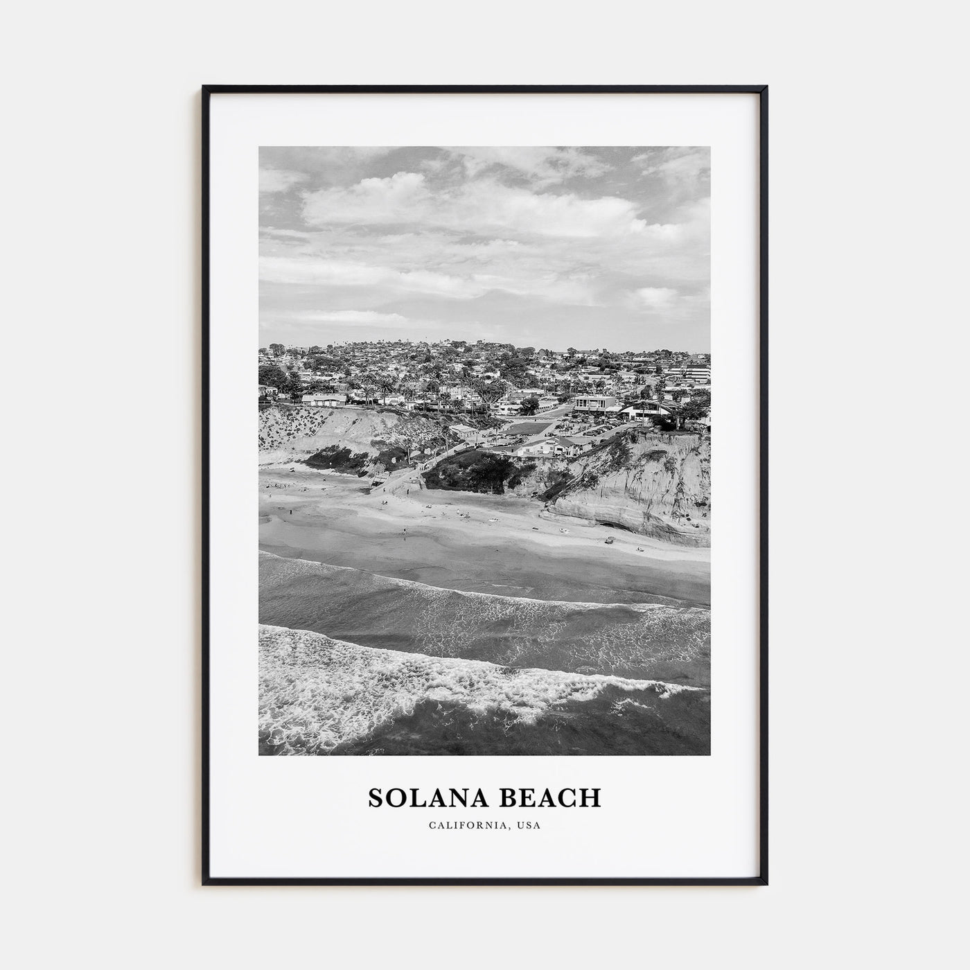 Solana Beach Portrait B&W Poster