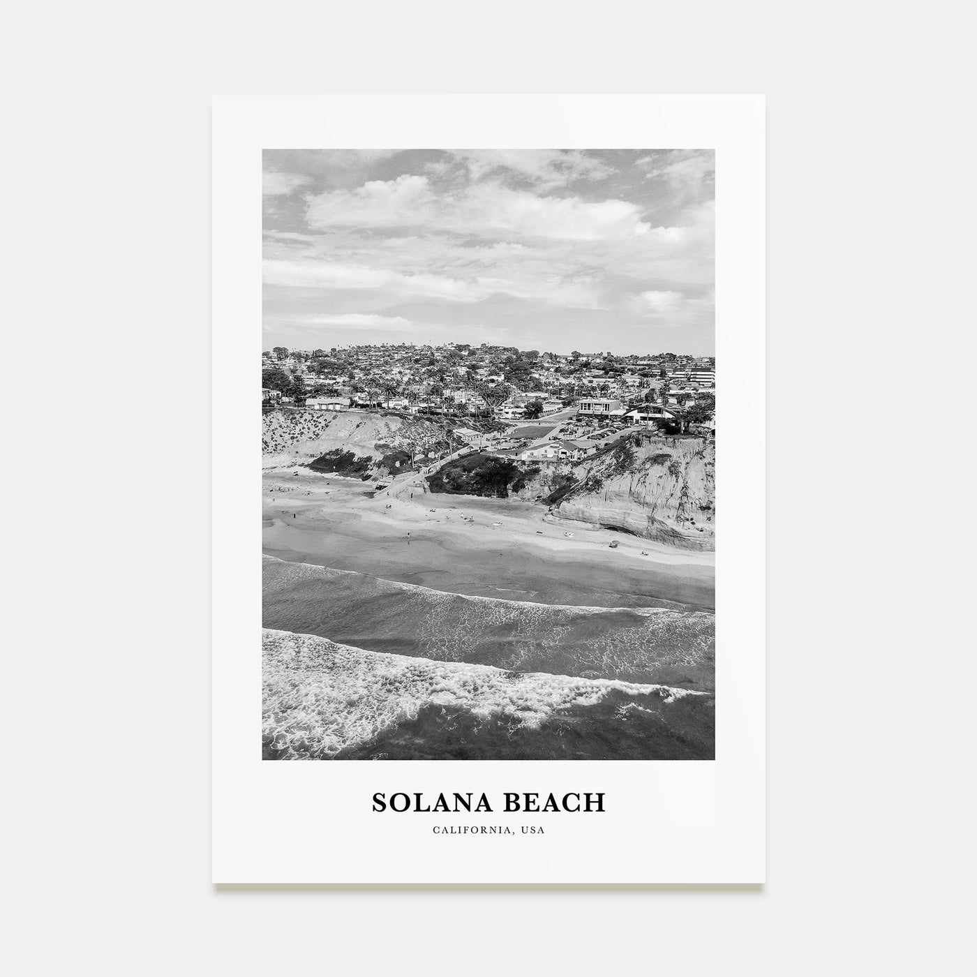 Solana Beach Portrait B&W Poster