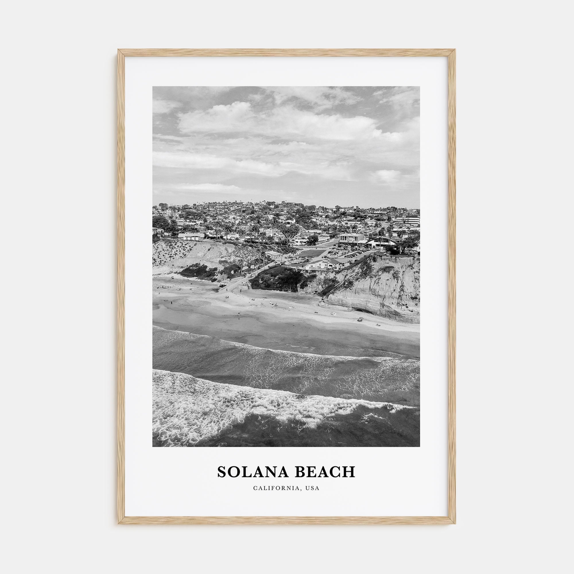 Solana Beach Portrait B&W Poster