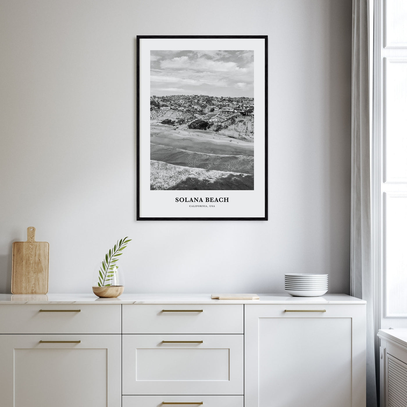 Solana Beach Portrait B&W Poster