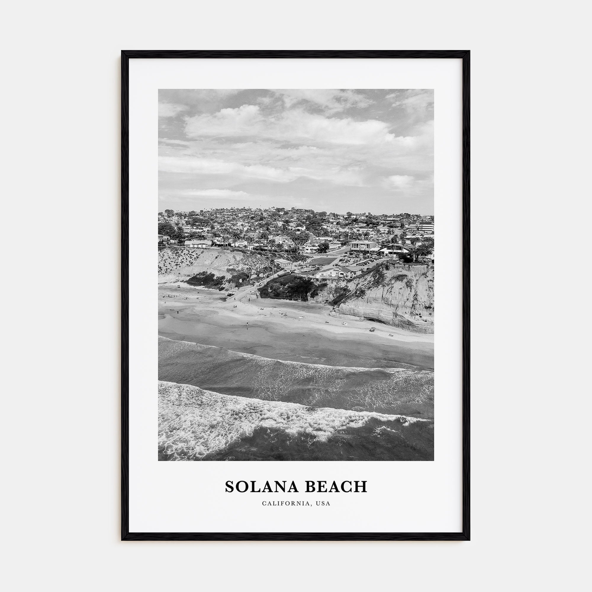Solana Beach Portrait B&W Poster